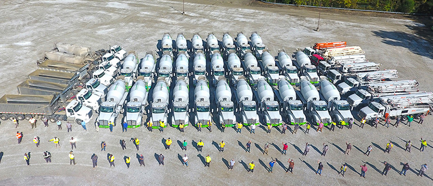 fleet of mixers and crew